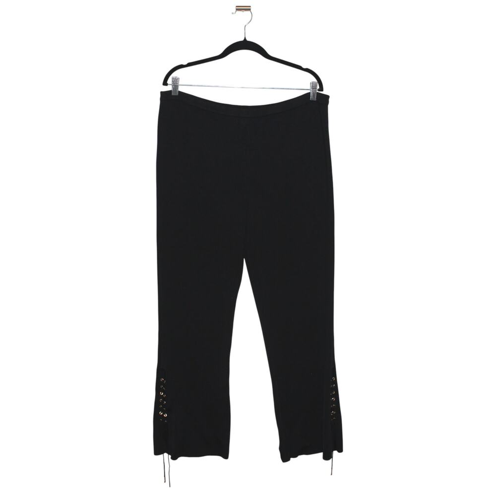 Vintage Escada Black Ribbed Knit Pants w/ Lacing Detail Size 46 XL